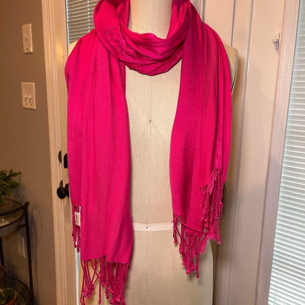 Fuchsia Pashmina Wrap Fringe Shawl Scarf Coquette Barbiecore – Charming Charlie